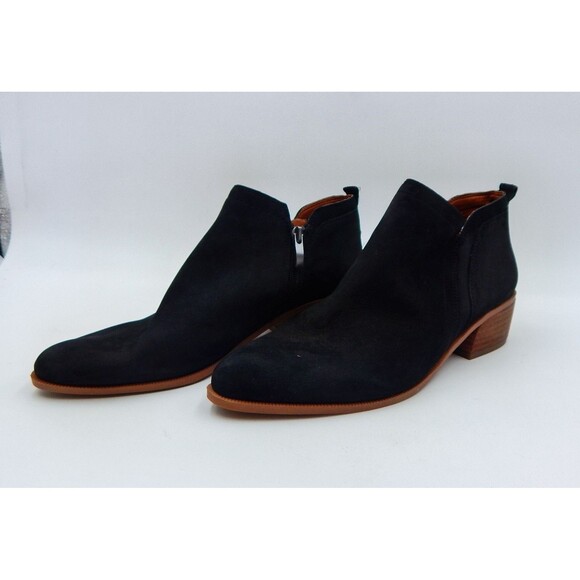 Franco Sarto Laslo Ankle Booties Women's SZ 7.5M Black Suede Leather Zipper - Picture 4 of 11